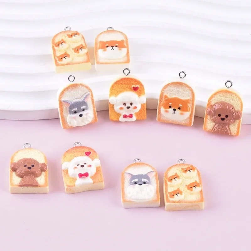 Resin Crafts Diy - 10 adet sevimli tost köpek reçine