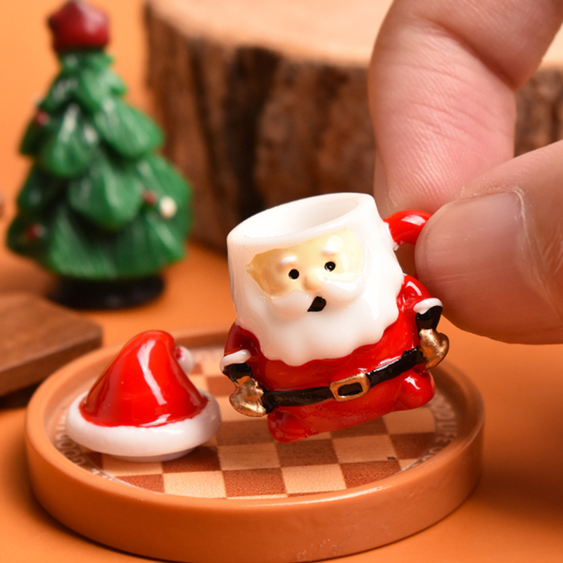 Resin Craft Supplies - Mini Noel Baba Çay Fincanı Süsü