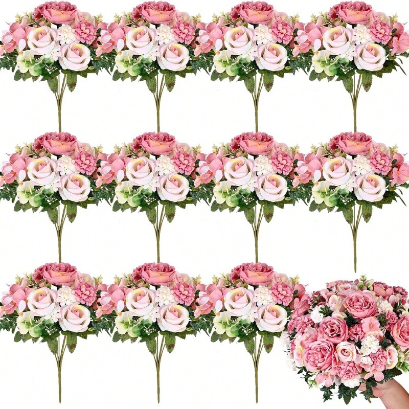Dried Flower Bulk - 32cm İpek Yapay Gül Buketi Çiçek