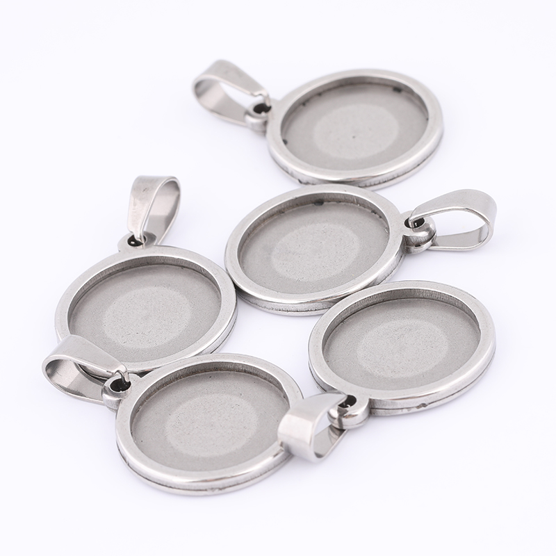 Bezels Set Pendant - 10 adet 15mm Yuvarlak Cabochon Taban