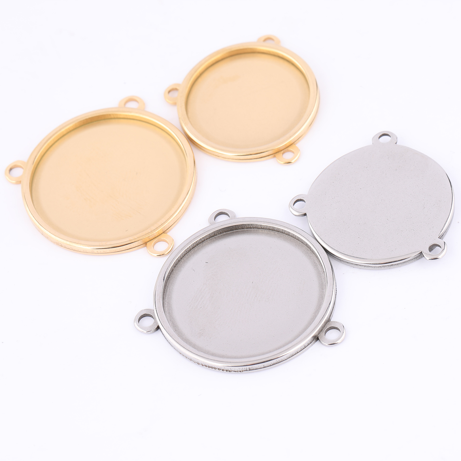 Bezels Set Pendant - 5 adet Paslanmaz Çelik Altın Kaplama
