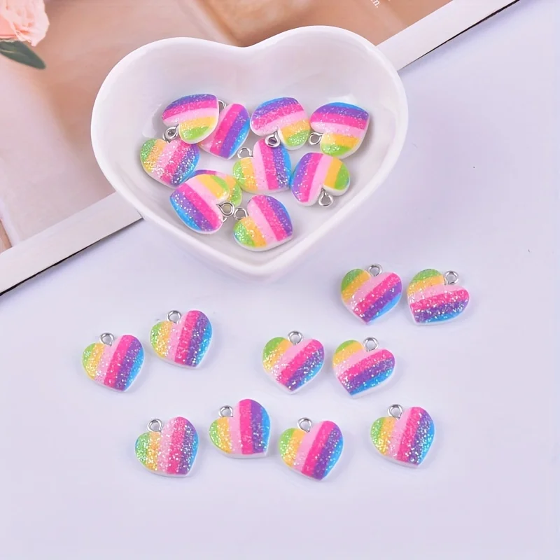 10 adet renkli kalp reçine tak - Resin Crafts Diy incelemesi ve fiyatı