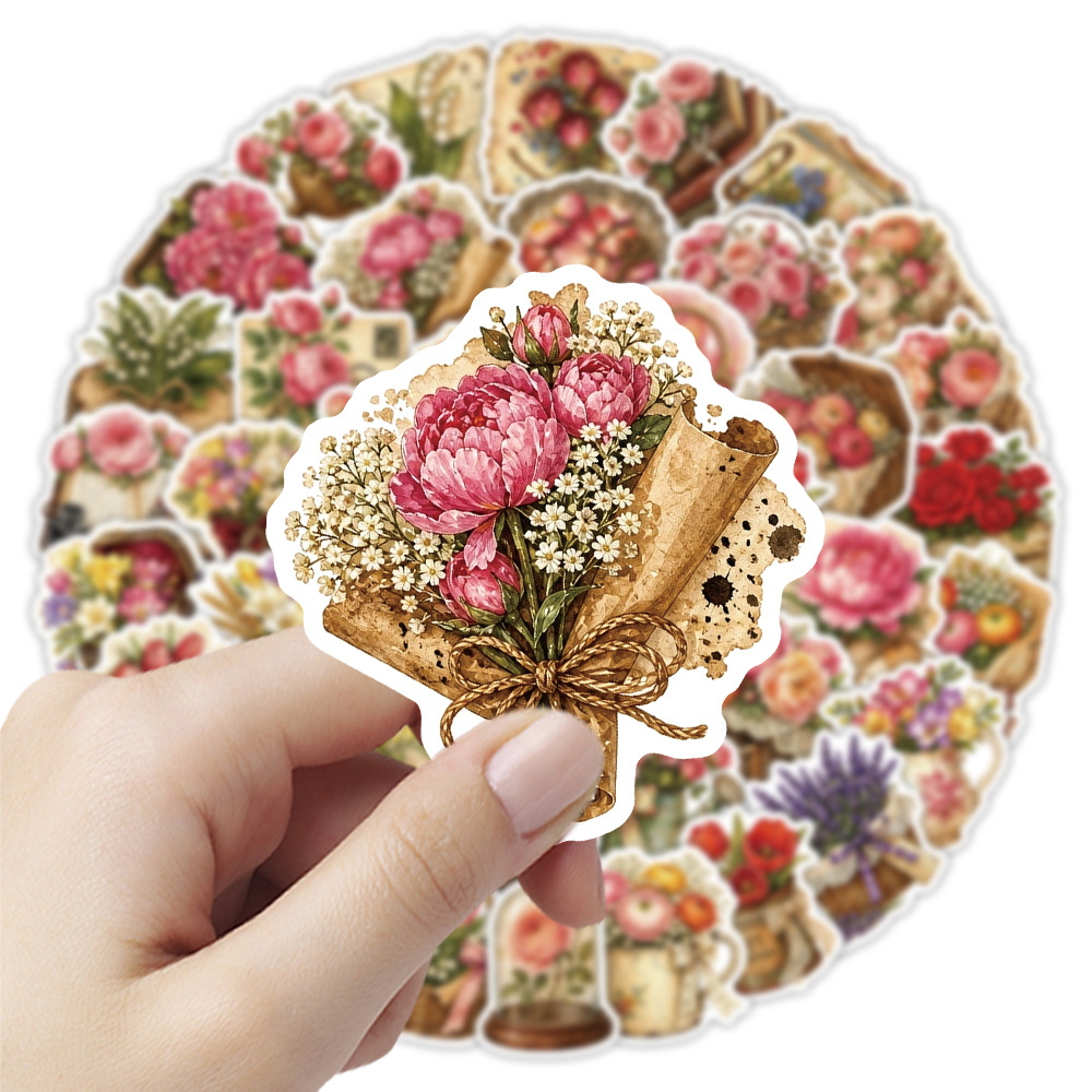 50 adet Vintage çiçek çıkartma - Dried Flower Bulk incelemesi ve fiyatı